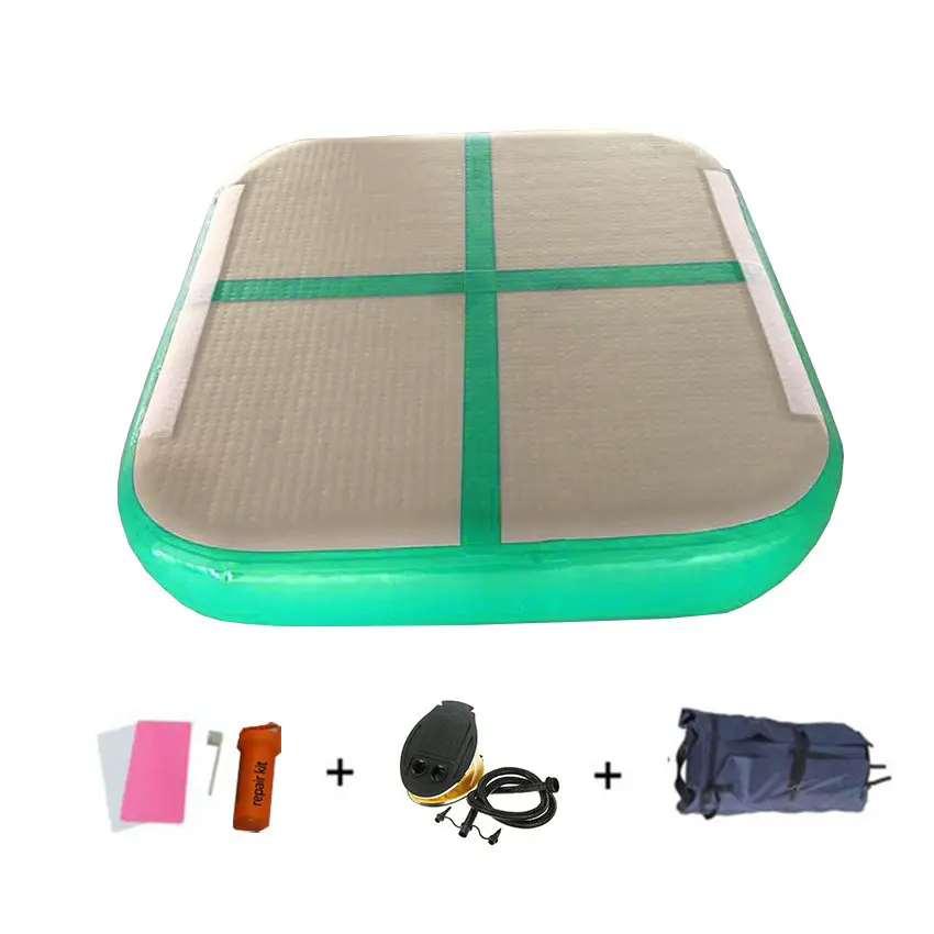 1*0,6 м надувная гимнастика AirTrack Домашнее использование воздушный блок кувыркающийся мини-маты батут для прыжков с ножной помпой - Цвет: green