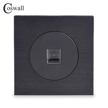Coswall роскошный CAT3 RJ11 4 ядерный телефонный разъем алюминиевая матовая панель настенная розетка рыцарь черный R12 серия