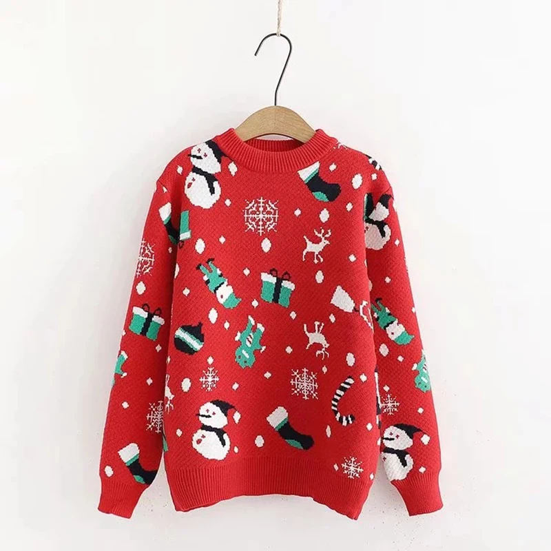Plus Size Jumper Snowman Deer Sweaters New Santa Claus Xmas Patterned Christmas Sweaters Tops For Men Women Pullovers