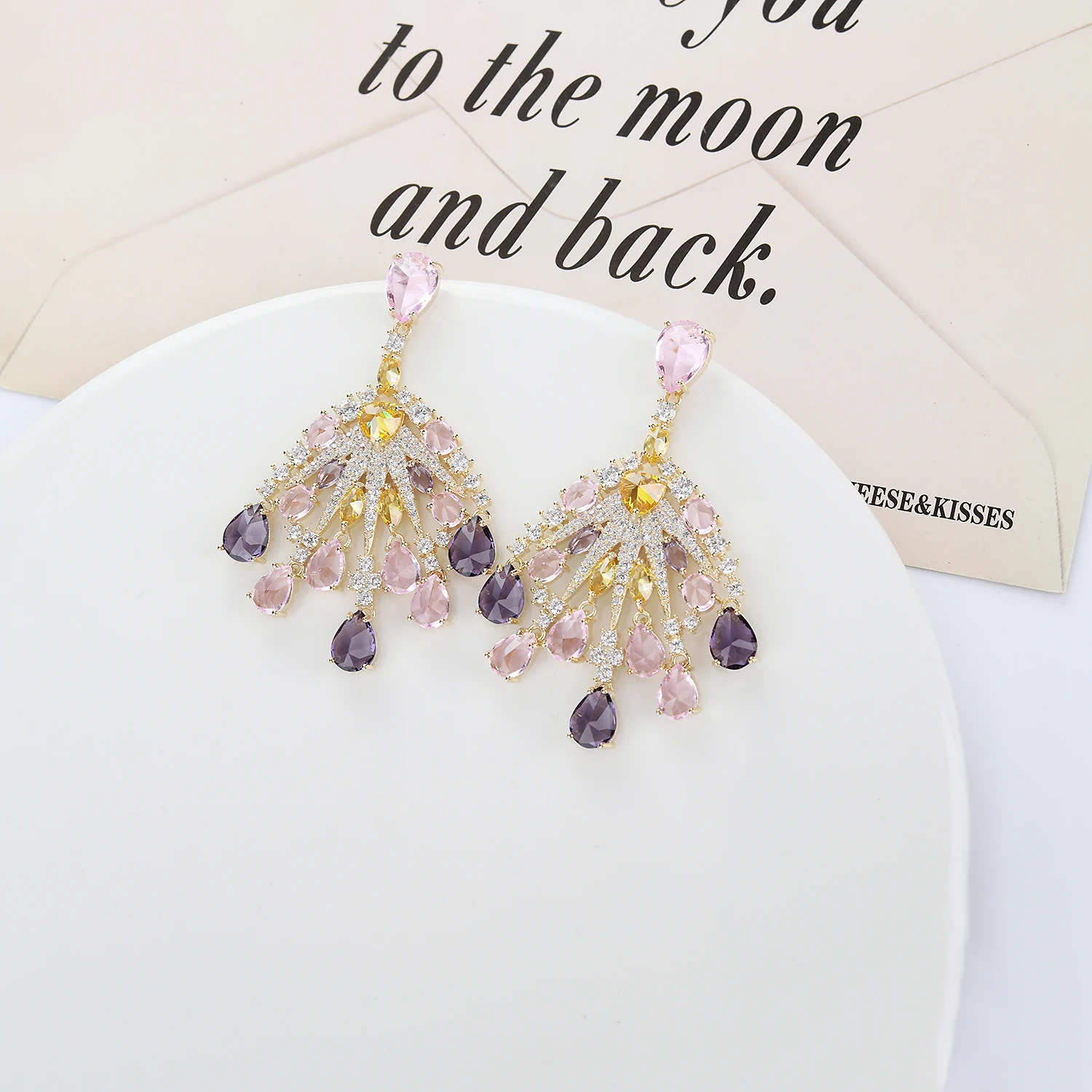 Popular Cubic Zircon CZ Earrings for Wedding, Crystals Flower Earring for Bride, Women Girl Birthday Party Jewelry CE11500