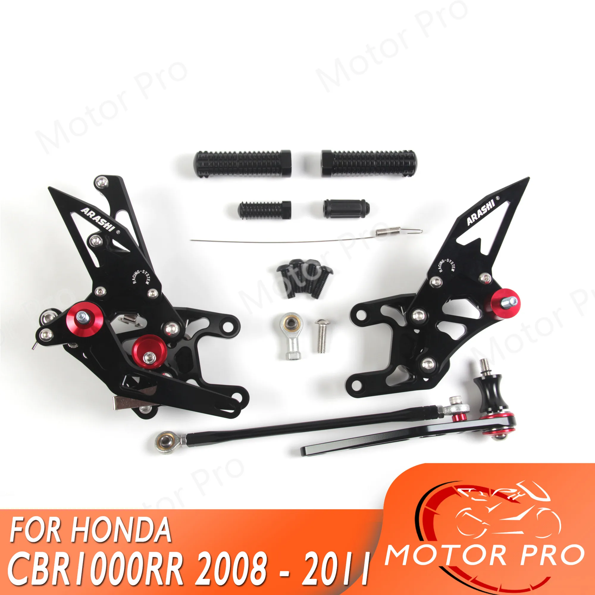 Регулируемые подножки для Honda CBR1000RR 2008-2011 подставка для ног Peg Rearsets педаль CBR 1000 RR CBR1000 1000RR черный 2009 2010 11