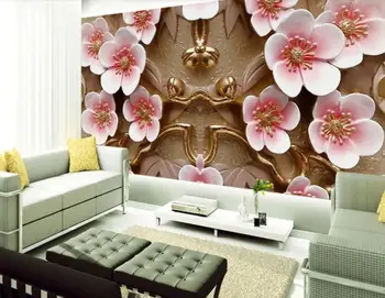 

Pink Peach Flower Mural Wallpaper Art Wall Papers Papel De Parede 3d Photo Wallpapers Waterproof Canvas Floral Contact Paper