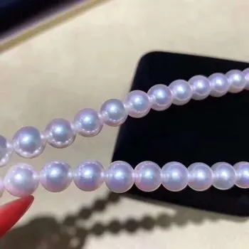 

D607 Pearl Necklace Fine Jewelry Round 8-9mm Nature Fresh Water Sakura Pinkish White Pearls Necklaces for Women Presents