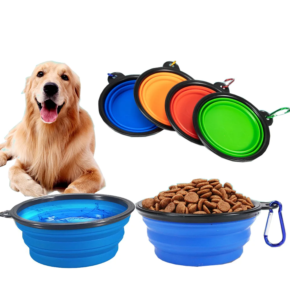 1000ML Pet Bowl Folding Silicone Travel Dog Bowls Walking Portable Water Bowl For Small Medium Dogs Cat Bowls Pet Eating Dishes