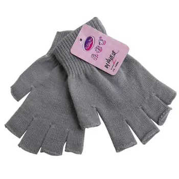 

Women Men Unisex Knitted Stretch Half Finger Fingerless Short Gloves Solid Color Elastic Mittens Wrist Length Winter Warm
