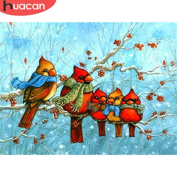

HUACAN Diamond Embroidery Winter 5D Diamond Painting Christmas Bird Animal Mosaic Parrot Decor For Home Handmade Gift