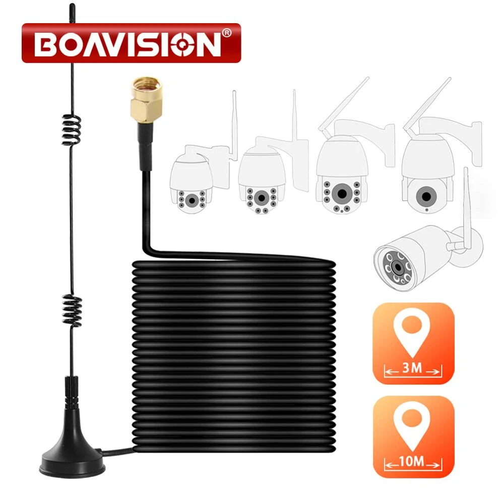 Kanon Malawi noedels 2.4G Wifi Uitbreiding Antenne Sucker 3 M/10 M Extender Kabel 5dbi Hing Gain  Sucker Voor Boavision Draadloze ptz Bullet Ip Camera|Transmissie en kabels|  - AliExpress