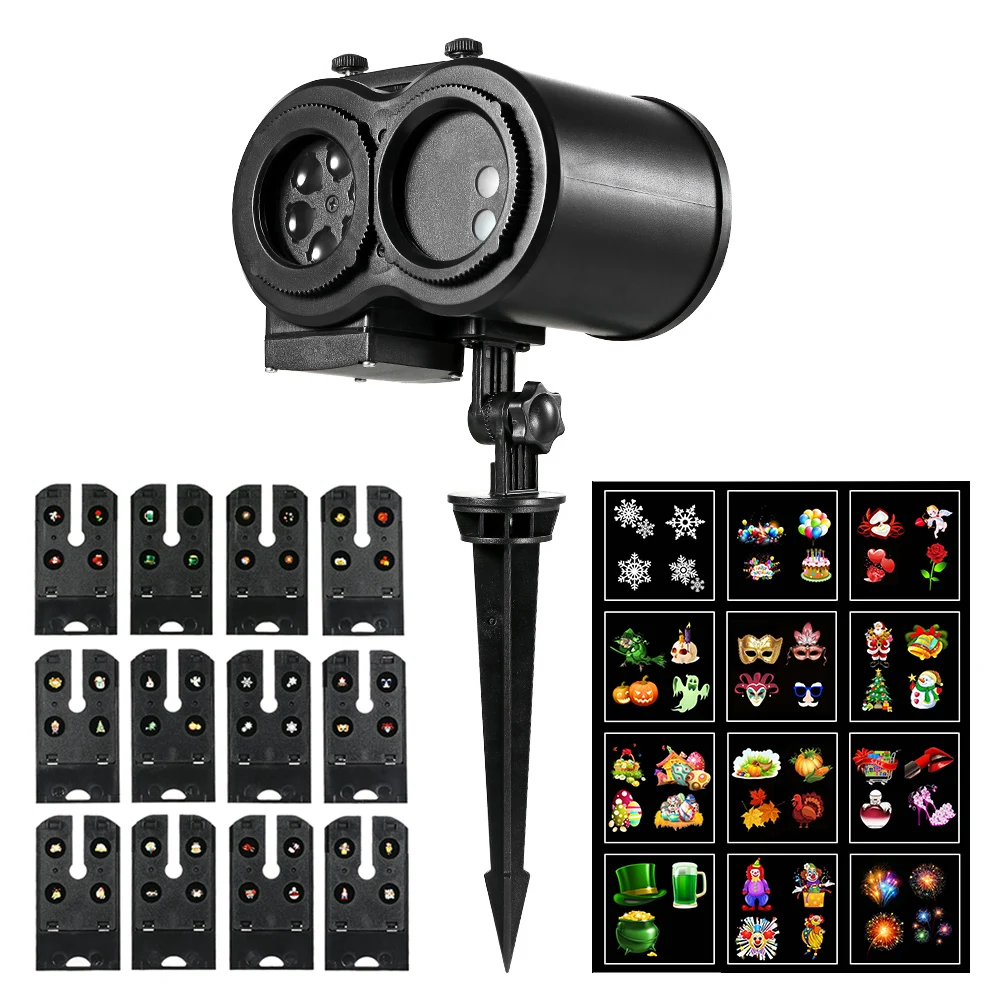 LED Projection Lamp Animated Projector Light Christmas Halloween Projector Lights 12 Dynamic Animation Slides Decorative Lights