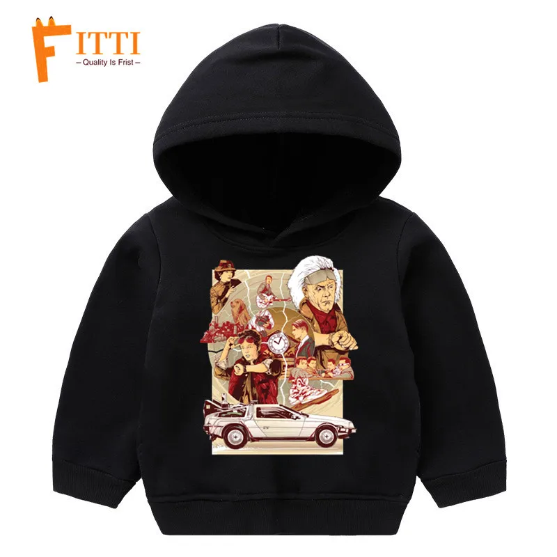 T127D-YM-black DMC/Детские толстовки с капюшоном «снова в будущее»; Детский свитер; сезон осень-зима; толстовка с капюшоном - Цвет: T127D-YM-black