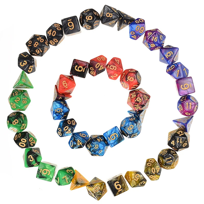 42pcs/set 6 Colors Polyhedral Dices For Dungeons & Dragons DND RPG Game Multi Sided Acrylic Dice with 6 Bag