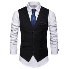 Жилет в Корейском стиле, модная мужская одежда, жилет в Корейском стиле, Мужской приталенный жилет контрастного цвета, однобортный пиджак с воротником, мужская одежда