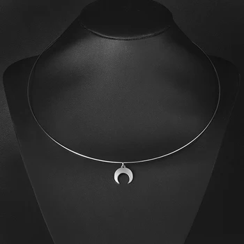 

2 Pcs/Lot 100% Stainless Steel moon Charm Neck Ring for Women Jewelry Dropship