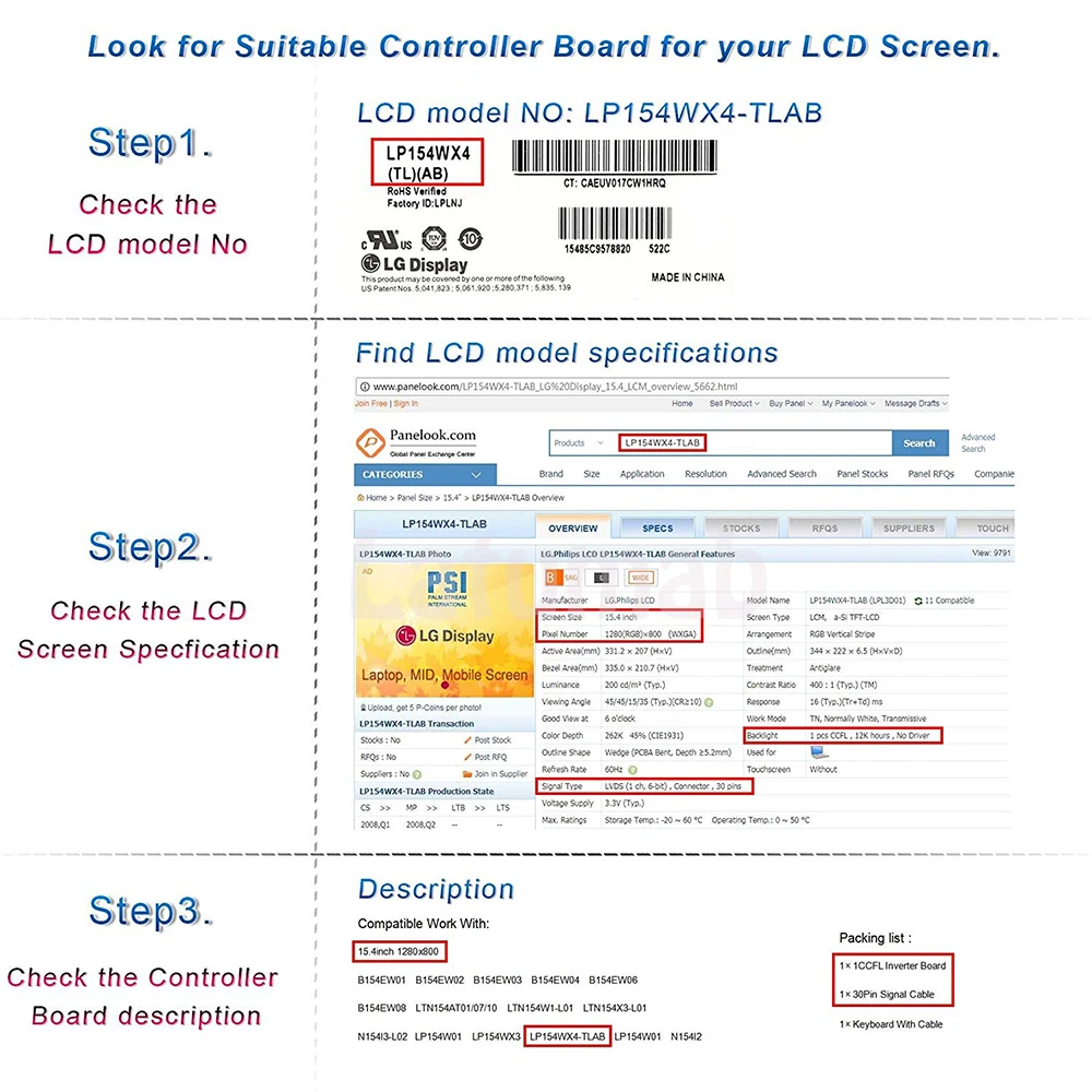  Latumab New LCD LED screen Controller Driver Board Kit For B156XW02 V.2 TV+HDMI+VGA+USB 14 / 15.6in