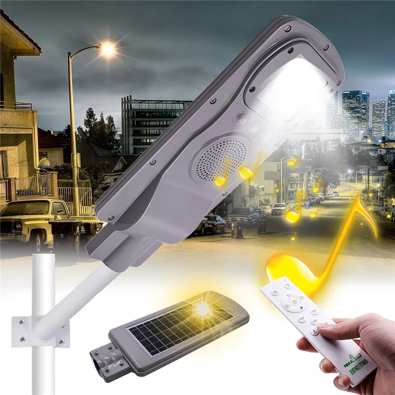 

60W Solar bluetooth Music Street Light Lamp Light Control +Radar Sensing +Timer Outdoor Wall Timer Lamp Street Lights