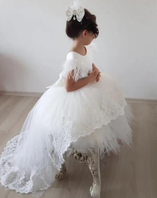 772Cute Kids Dress 2020 New White Flower Girl Dresses For Weddings Long Children Evening Ball Gowns infant Girl Birthday Dress