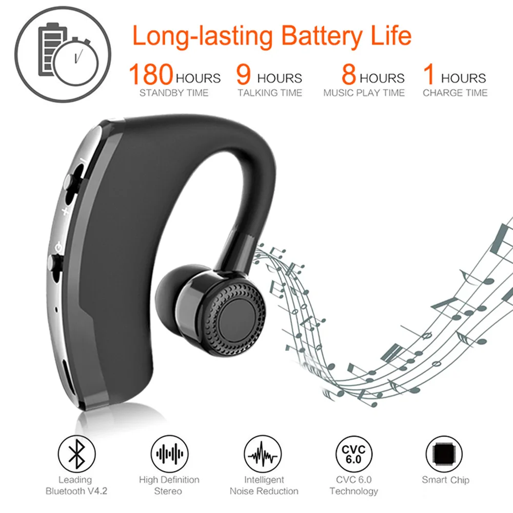 KISSCASE Wireless Bluetooth Earphone Music Stereo Surround Noise Reduction Handsfree Earhook Earphone For iPhone Xiaomi Samsung