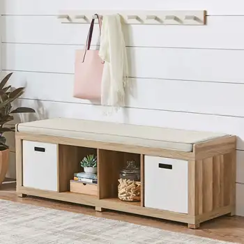 

Modern Shoe Bench with Seat Cushion Storage Stool Rack Shelf Box Organizer Padded Cushion Toys Shoes Cabinets Home Decorations