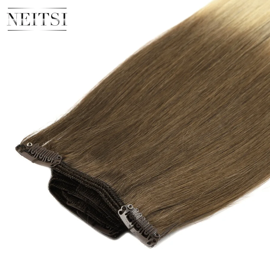 Neitsi Clip In Hair Extensions Balayage Color 20" 7 Pcs 100g 100% Machine Made Remy Colorful Hair With Clips Dip Dyed Extension