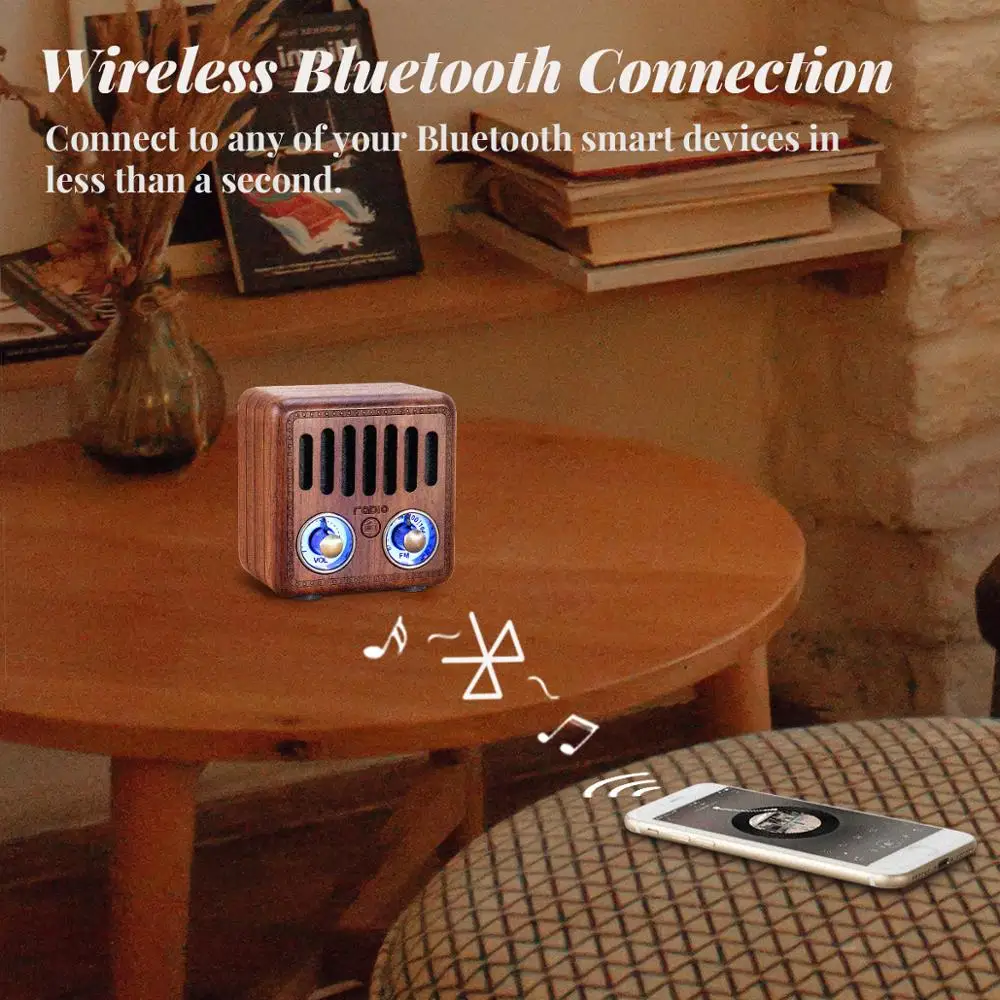 Портативный радиоприемник PRUNUS Ретро FM радио деревянная Беспроводная Bluetooth