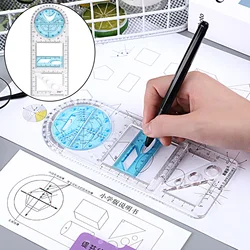Règle géométrique multifonctionnelle, fabricant d'angle et de cercles, outil de modèle de dessin géométrique pour l'architecture de bureau et d'école 