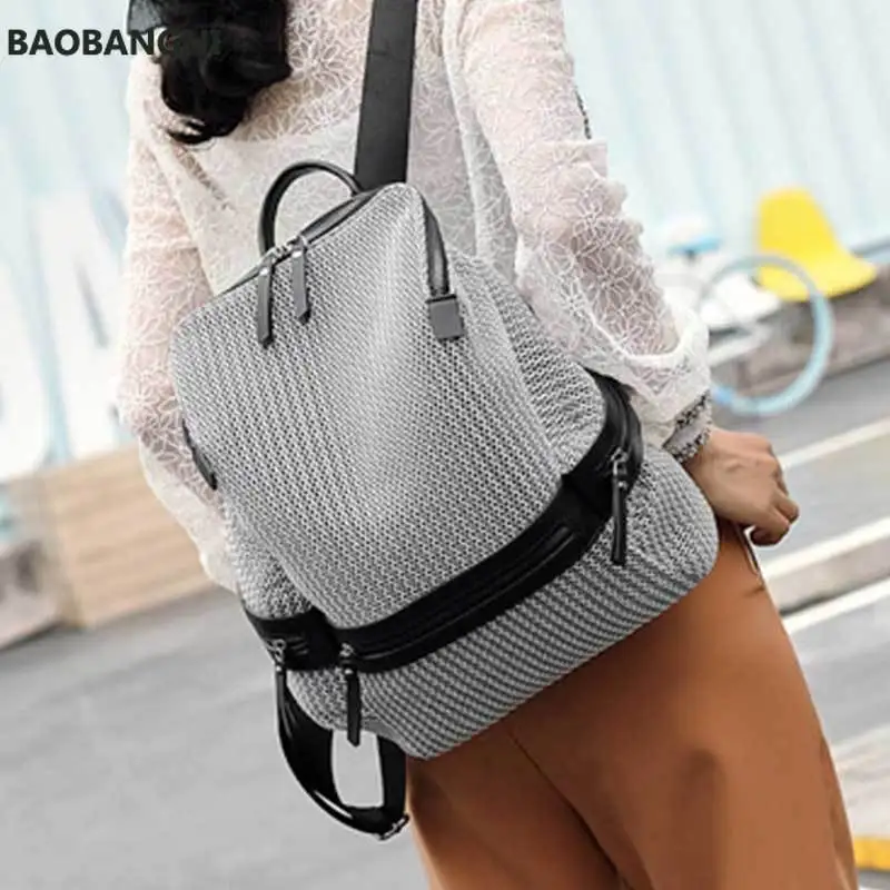 

New Fashion Nylon Backpacks Women Zippers Pockets Ladies Large Capacity Travel School Bags Backpacks Female Silver Gray/Black