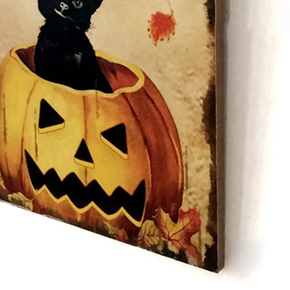 15x15x0,5 см Хэллоуин Карнавал Ночная Тыква Черный кот подвесная доска деревянные ремесла карнавальный костюм зомби украшения