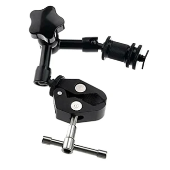 

7 Inch Adjustable Camera Accessory Magic Arm Set Black Easy Apply Universal Crab Clip Multifunction Metal Friction Articulating