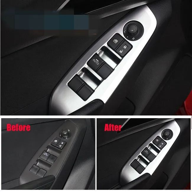 

Auto Part Accessories FIT FOR MAZDA 3 CHROME INNER DOOR WINDOW SWITCH COVER ARMREST BEZEL TRIM MOLDING