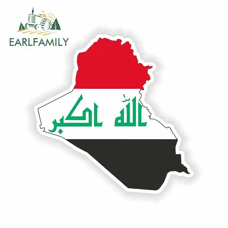 

EARLFAMILY 13cm x 13cm for Iraq Map Flag Logo Funny Car Stickers JDM Trunk RV VAN Car Accessories Vinyl Graphics Sunscree Oem