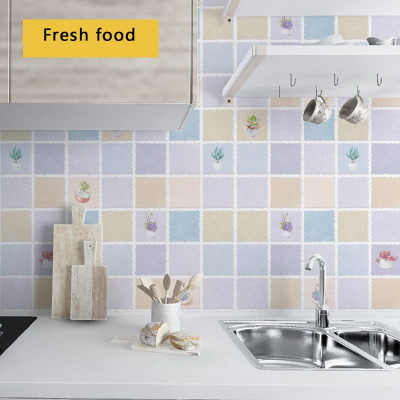Wallpaper Waterproof Anti Greasy Self Adhesive Film Panels PVC Decoration Vinyl Renovation For Kitchen Desk Wall Stickers Decals |