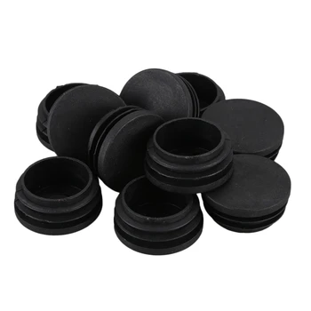 

10 Pcs Plastic Blanking End Caps 38mm Round Tube Insert Plug Black