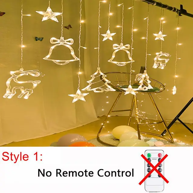 LED Christmas String Lights Garland Fairy Lights Star Lamp Outdoor Curtain Decor for Party Holiday Wedding New Year Decoration warm white 1