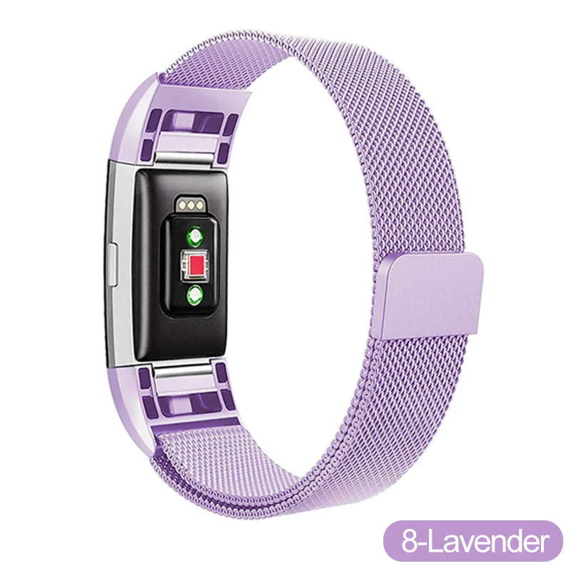 Для Fitbit Charge 2 часы Миланская петля магнитный ремешок для часов металлический браслет из нержавеющей стали S L спортивный Pulseira ремешок - Цвет ремешка: Light purple