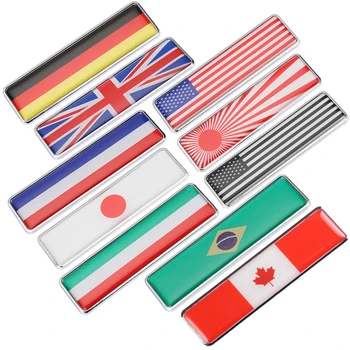 

Country Flag Car Stickers Decals Accessories CA USA IT BR JP GE FR UK Metal Emblem Bumper Trunk Tailgate Alloy Waterproof Cool