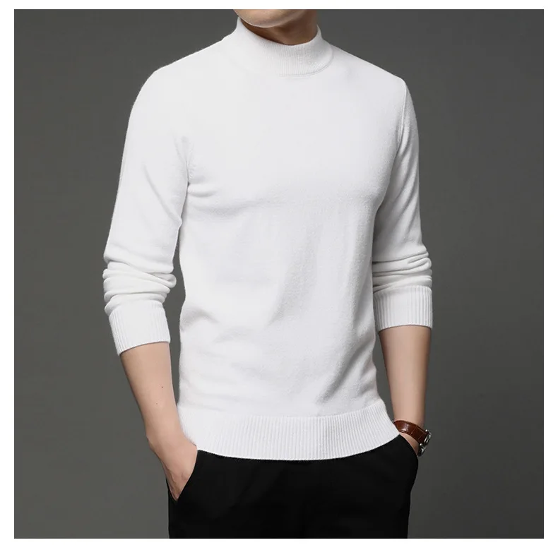 half sweater for men 2022 Autumn and Winter New Men Turtleneck Pullover Sweater Fashion Solid Color Thick and Warm Bottoming Shirt Male Brand Clothes black sweater with zipper