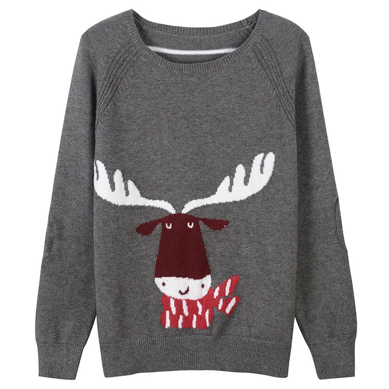 

Women Sweater Cartoon Reindeer Jacquard Sweater Star Striped Knitted Jumper Runway Long Sleeve Pullovers Top Cute Autumn Winter