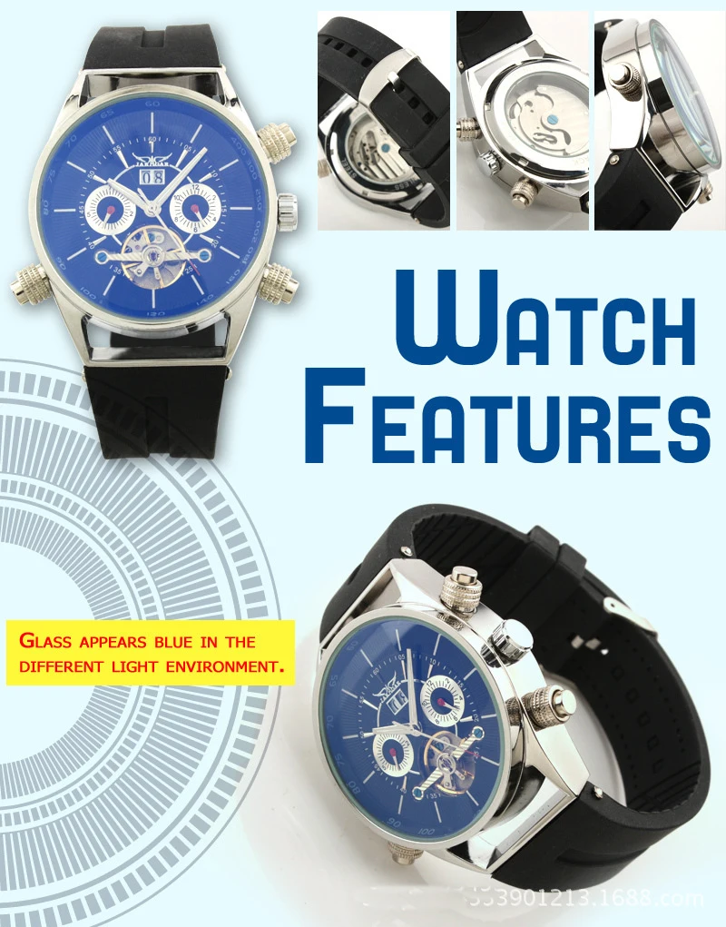 JARAGAR Watches Men Luxury Flying Automatic Tourbillon Watches Rubber Calendar Mechanical erkek kol saati Montre Homme