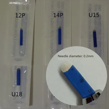 

50pcs Microblading Needle Manual Tattoo Pen for Permanent Makeup Eyebrow Embroidery Blade 14 16 18 Pin U Shape Tattoo Supply