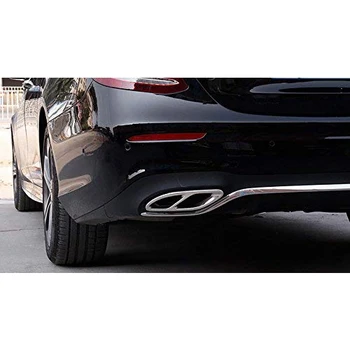 

2pcs Durable Easy Install Cover Decor Steel Rustproof Gloss Car Part Frame Silver Exhaust Trims For Benz GLC C E-Class