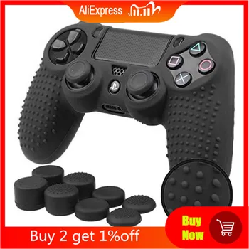 

9-In-1 Anti-Slip Silicone Cover + 8 Cap For PS4 Gamepad Controller