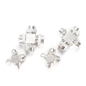

Free Shipping KL-PZA6 KL-PZA8 KL-PZA10 KL-PZA12 4 Way Cross Style Hose Pipe Quick Joint Coupling Connectors Nickel Plated Brass