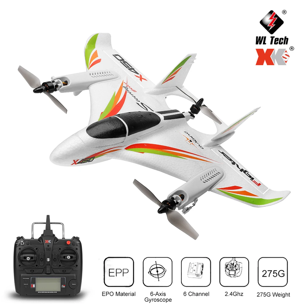 

WLtoys XK X450 2.4G 6CH 3D/6G RC Airplane Brushless Motor Vertical Takeoff LED Light RC Glider Fixed Wing RC Plane RC Aircraft RTF RC Toys for Kids