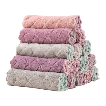 

5 Pcs Microfiber Cleaning Rags Super Absorbent Household Dish Towel Kitchen Oil And Dust Wipe Clean Cloth-40