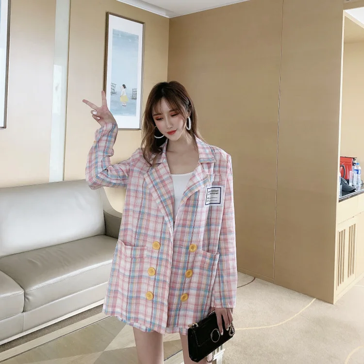 

Photo Shoot 2019 Network Red Plaid Suit Wide-Leg Shorts Suit WOMEN'S Suit Two-Piece Set Western Style by Age