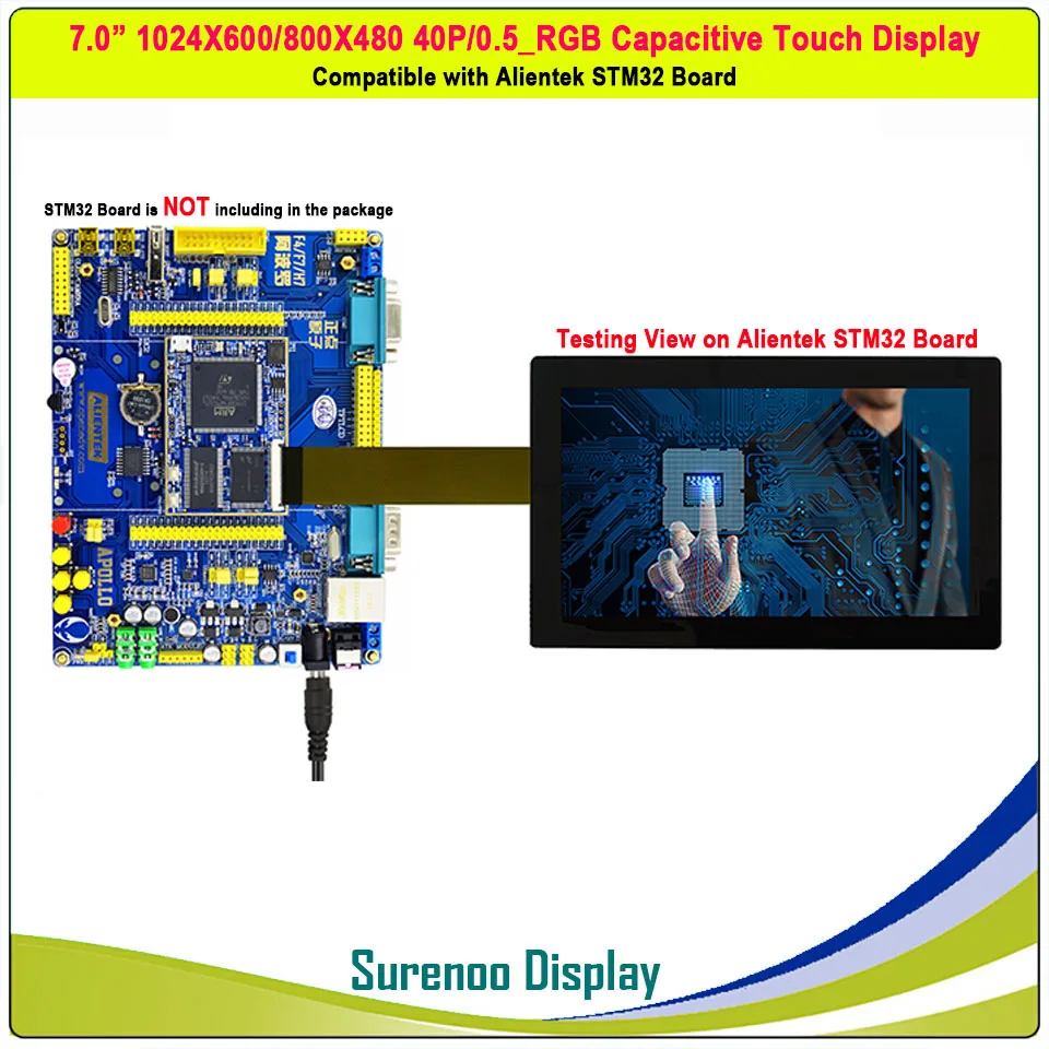 " дюймовый 1024*600/800*480 40P_RGB TFT большой емкостный сенсорный ЖК-модуль панель экрана совместима с Alientek STM32 плата