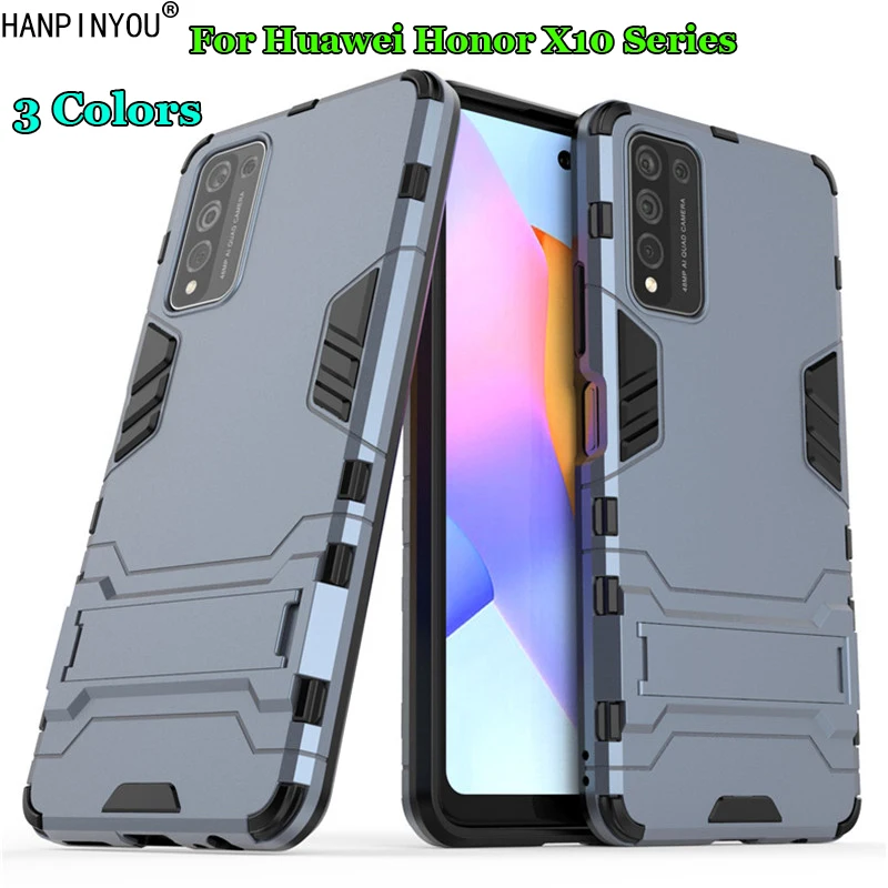 For Huawei Honor X10 Max Lite 5G Hybrid Soft TPU + Hard PC Dual Layer Armor  Case Shockproof Bumper Stand Holder Cover Shell