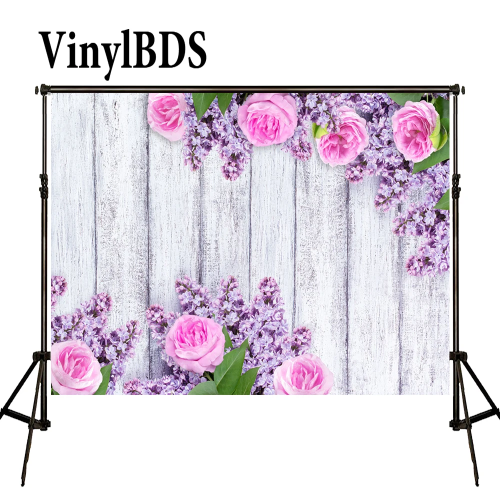 VinylBDS фото фон День Святого Валентина цветочный белая деревянная стена фоны