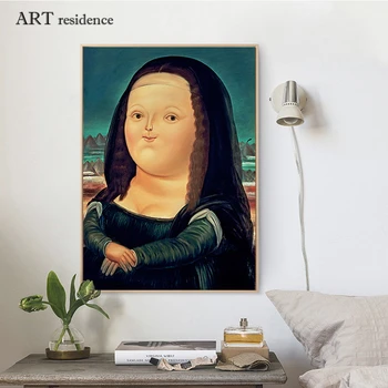 

Modern art poster, Nordic fat Mona Lisa print canvas painting, living room bedroom wall decoration painting