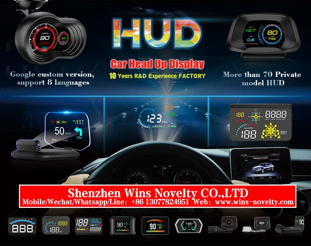 2020 NEW GPS M7 HUD car OBD2 head up display GPS With Lens Hood HUD Windshield Projector Electronic Voltage Alarm System