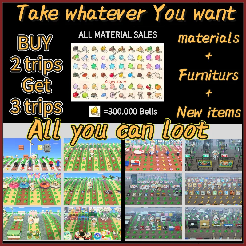 Isla de ensueño de Animal Crossing New Horizons, bricolaje, Golds, Isla del Tesoro, todos los materiales, entradas de milla de belleshook